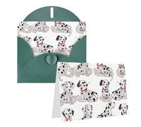 Blank Greetings Card 4'' X 6'' With Envelopes, Cute Dalmatian Thank You Cards Note Cards Dark Green All Occasion Cards For Christmas Holidays Birthday Graduation Anniversaries