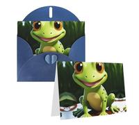Blank Greetings Card 4'' X 6'' With Envelopes, Cute Frog Thank You Cards Note Cards Blue All Occasion Cards For Christmas Holidays Birthday Graduation Anniversaries