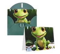 Blank Greetings Card 4'' X 6'' With Envelopes, Cute Frog Thank You Cards Note Cards Dark Green All Occasion Cards For Christmas Holidays Birthday Graduation Anniversaries