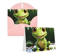 Blank Greetings Card 4'' X 6'' With Envelopes, Cute Frog Thank You Cards Note Cards Pink All Occasion Cards For Christmas Holidays Birthday Graduation Anniversaries
