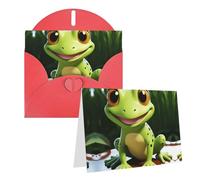 Blank Greetings Card 4'' X 6'' With Envelopes, Cute Frog Thank You Cards Note Cards Red All Occasion Cards For Christmas Holidays Birthday Graduation Anniversaries