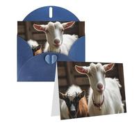 Blank Greetings Card 4'' X 6'' With Envelopes, Cute Goat Thank You Cards Note Cards Blue All Occasion Cards For Christmas Holidays Birthday Graduation Anniversaries
