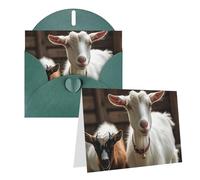 Blank Greetings Card 4'' X 6'' With Envelopes, Cute Goat Thank You Cards Note Cards Dark Green All Occasion Cards For Christmas Holidays Birthday Graduation Anniversaries