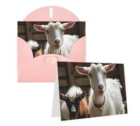 Blank Greetings Card 4'' X 6'' With Envelopes, Cute Goat Thank You Cards Note Cards Pink All Occasion Cards For Christmas Holidays Birthday Graduation Anniversaries