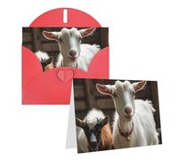 Blank Greetings Card 4'' X 6'' With Envelopes, Cute Goat Thank You Cards Note Cards Red All Occasion Cards For Christmas Holidays Birthday Graduation Anniversaries
