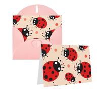 Blank Greetings Card 4'' X 6'' With Envelopes, Cute Ladybug Thank You Cards Note Cards Pink All Occasion Cards For Christmas Holidays Birthday Graduation Anniversaries