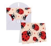Blank Greetings Card 4'' X 6'' With Envelopes, Cute Ladybug Thank You Cards Note Cards White All Occasion Cards For Christmas Holidays Birthday Graduation Anniversaries