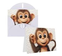 Blank Greetings Card 4'' X 6'' With Envelopes, Cute Monkey Thank You Cards Note Cards White All Occasion Cards For Christmas Holidays Birthday Graduation Anniversaries