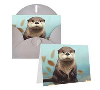 Blank Greetings Card 4'' X 6'' With Envelopes, Cute Otter Thank You Cards Note Cards Gray All Occasion Cards For Christmas Holidays Birthday Graduation Anniversaries