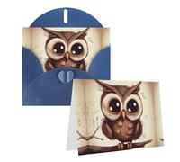 Blank Greetings Card 4'' X 6'' With Envelopes, Cute Owl Thank You Cards Note Cards Blue All Occasion Cards For Christmas Holidays Birthday Graduation Anniversaries