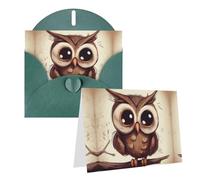 Blank Greetings Card 4'' X 6'' With Envelopes, Cute Owl Thank You Cards Note Cards Dark Green All Occasion Cards For Christmas Holidays Birthday Graduation Anniversaries