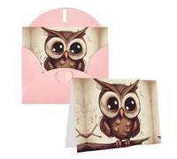 Blank Greetings Card 4'' X 6'' With Envelopes, Cute Owl Thank You Cards Note Cards Pink All Occasion Cards For Christmas Holidays Birthday Graduation Anniversaries