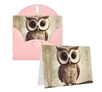 Blank Greetings Card 4'' X 6'' With Envelopes, Cute Owl Thank You Cards Note Cards Pink All Occasion Cards For Christmas Holidays Birthday Graduation Anniversaries
