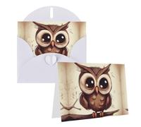 Blank Greetings Card 4'' X 6'' With Envelopes, Cute Owl Thank You Cards Note Cards White All Occasion Cards For Christmas Holidays Birthday Graduation Anniversaries