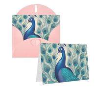 Blank Greetings Card 4'' X 6'' With Envelopes, Cute Peacock Thank You Cards Note Cards Pink All Occasion Cards For Christmas Holidays Birthday Graduation Anniversaries