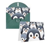 Blank Greetings Card 4'' X 6'' With Envelopes, Cute Penguin Thank You Cards Note Cards Dark Green All Occasion Cards For Christmas Holidays Birthday Graduation Anniversaries