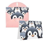 Blank Greetings Card 4'' X 6'' With Envelopes, Cute Penguin Thank You Cards Note Cards Pink All Occasion Cards For Christmas Holidays Birthday Graduation Anniversaries