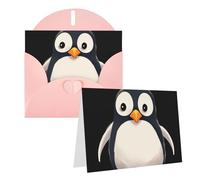 Blank Greetings Card 4'' X 6'' With Envelopes, Cute Penguin Thank You Cards Note Cards Pink All Occasion Cards For Christmas Holidays Birthday Graduation Anniversaries