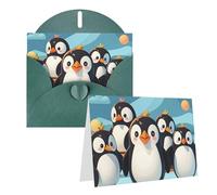Blank Greetings Card 4'' X 6'' With Envelopes, Cute Penguins Thank You Cards Note Cards Dark Green All Occasion Cards For Christmas Holidays Birthday Graduation Anniversaries