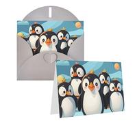 Blank Greetings Card 4'' X 6'' With Envelopes, Cute Penguins Thank You Cards Note Cards Gray All Occasion Cards For Christmas Holidays Birthday Graduation Anniversaries