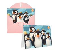 Blank Greetings Card 4'' X 6'' With Envelopes, Cute Penguins Thank You Cards Note Cards Pink All Occasion Cards For Christmas Holidays Birthday Graduation Anniversaries