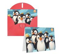 Blank Greetings Card 4'' X 6'' With Envelopes, Cute Penguins Thank You Cards Note Cards Red All Occasion Cards For Christmas Holidays Birthday Graduation Anniversaries