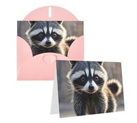 Blank Greetings Card 4'' X 6'' With Envelopes, Cute Raccoon Thank You Cards Note Cards Pink All Occasion Cards For Christmas Holidays Birthday Graduation Anniversaries