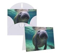 Blank Greetings Card 4'' X 6'' With Envelopes, Cute Sea Animal Manatee Thank You Cards Note Cards White All Occasion Cards For Christmas Holidays Birthday Graduation Anniversaries