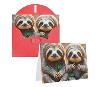 Blank Greetings Card 4'' X 6'' With Envelopes, Cute Sloths Thank You Cards Note Cards Red All Occasion Cards For Christmas Holidays Birthday Graduation Anniversaries