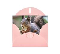 Blank Greetings Card 4'' X 6'' With Envelopes, Cute Squirrel Thank You Cards Note Cards Pink All Occasion Cards For Christmas Holidays Birthday Graduation Anniversaries