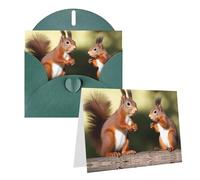 Blank Greetings Card 4'' X 6'' With Envelopes, Cute Squirrels Thank You Cards Note Cards Dark Green All Occasion Cards For Christmas Holidays Birthday Graduation Anniversaries