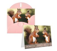 Blank Greetings Card 4'' X 6'' With Envelopes, Cute Squirrels Thank You Cards Note Cards Pink All Occasion Cards For Christmas Holidays Birthday Graduation Anniversaries