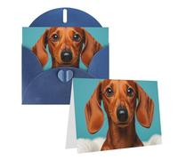 Blank Greetings Card 4'' X 6'' With Envelopes, Dachshund Dog Thank You Cards Note Cards Blue All Occasion Cards For Christmas Holidays Birthday Graduation Anniversaries