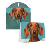 Blank Greetings Card 4'' X 6'' With Envelopes, Dachshund Dog Thank You Cards Note Cards Dark Green All Occasion Cards For Christmas Holidays Birthday Graduation Anniversaries