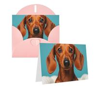 Blank Greetings Card 4'' X 6'' With Envelopes, Dachshund Dog Thank You Cards Note Cards Pink All Occasion Cards For Christmas Holidays Birthday Graduation Anniversaries