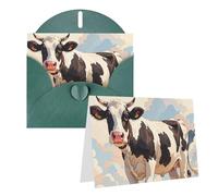 Blank Greetings Card 4'' X 6'' With Envelopes, Dairy Cow Thank You Cards Note Cards Dark Green All Occasion Cards For Christmas Holidays Birthday Graduation Anniversaries