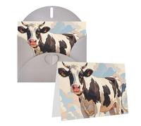 Blank Greetings Card 4'' X 6'' With Envelopes, Dairy Cow Thank You Cards Note Cards Gray All Occasion Cards For Christmas Holidays Birthday Graduation Anniversaries