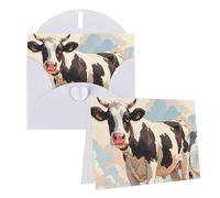 Blank Greetings Card 4'' X 6'' With Envelopes, Dairy Cow Thank You Cards Note Cards White All Occasion Cards For Christmas Holidays Birthday Graduation Anniversaries