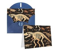 Blank Greetings Card 4'' X 6'' With Envelopes, Dinosaur Skeleton Print Thank You Cards Note Cards Blue All Occasion Cards For Christmas Holidays Birthday Graduation Anniversaries