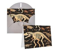 Blank Greetings Card 4'' X 6'' With Envelopes, Dinosaur Skeleton Print Thank You Cards Note Cards Gray All Occasion Cards For Christmas Holidays Birthday Graduation Anniversaries