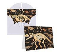 Blank Greetings Card 4'' X 6'' With Envelopes, Dinosaur Skeleton Print Thank You Cards Note Cards White All Occasion Cards For Christmas Holidays Birthday Graduation Anniversaries