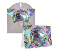 Blank Greetings Card 4'' X 6'' With Envelopes, Disco Ball Pattern Thank You Cards Note Cards Gray All Occasion Cards For Christmas Holidays Birthday Graduation Anniversaries
