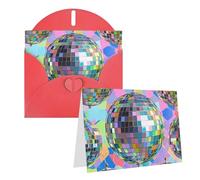 Blank Greetings Card 4'' X 6'' With Envelopes, Disco Ball Pattern Thank You Cards Note Cards Red All Occasion Cards For Christmas Holidays Birthday Graduation Anniversaries