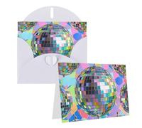 Blank Greetings Card 4'' X 6'' With Envelopes, Disco Ball Pattern Thank You Cards Note Cards White All Occasion Cards For Christmas Holidays Birthday Graduation Anniversaries