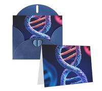 Blank Greetings Card 4'' X 6'' With Envelopes, Dna Genetic Helix Thank You Cards Note Cards Blue All Occasion Cards For Christmas Holidays Birthday Graduation Anniversaries