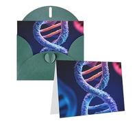 Blank Greetings Card 4'' X 6'' With Envelopes, Dna Genetic Helix Thank You Cards Note Cards Dark Green All Occasion Cards For Christmas Holidays Birthday Graduation Anniversaries