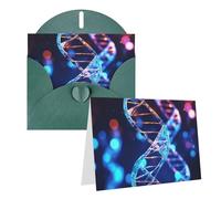 Blank Greetings Card 4'' X 6'' With Envelopes, Dna Genetic Helix Thank You Cards Note Cards Dark Green All Occasion Cards For Christmas Holidays Birthday Graduation Anniversaries