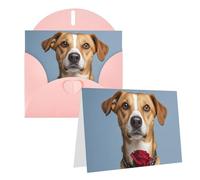 Blank Greetings Card 4'' X 6'' With Envelopes, Dog Holding A Rose Thank You Cards Note Cards Pink All Occasion Cards For Christmas Holidays Birthday Graduation Anniversaries