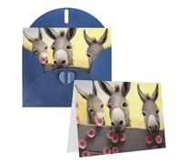 Blank Greetings Card 4'' X 6'' With Envelopes, Donkey And Flower Thank You Cards Note Cards Blue All Occasion Cards For Christmas Holidays Birthday Graduation Anniversaries