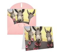 Blank Greetings Card 4'' X 6'' With Envelopes, Donkey And Flower Thank You Cards Note Cards Pink All Occasion Cards For Christmas Holidays Birthday Graduation Anniversaries
